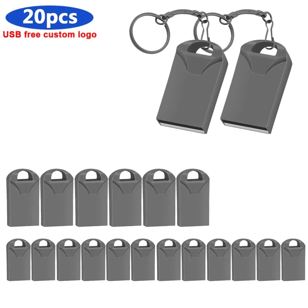 20pcs Super mini pendrive 4g8g16g usb flash drive 32g64g Tiny pen drive storage device simple memory stick u disk with key chain