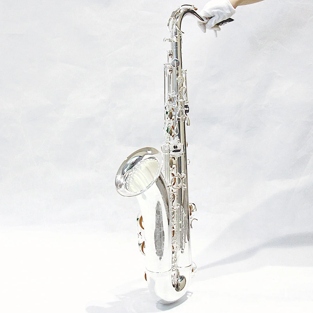 

2025 Chinese Directly Selling BB Tone Tenor Sax Factory Wholesale Price Silver Plated Woodwind Instrument Saxophone