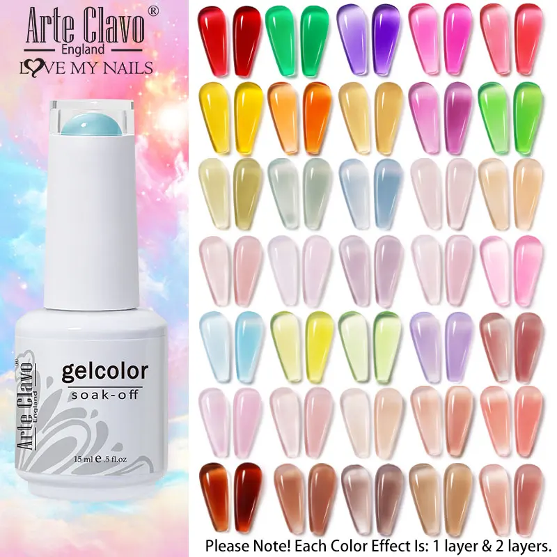 Arte Clavo-esmalte translúcido en Gel para uñas, Gel semipermanente para manicura UV LED, color rosa Nude y blanco lechoso, 15ML