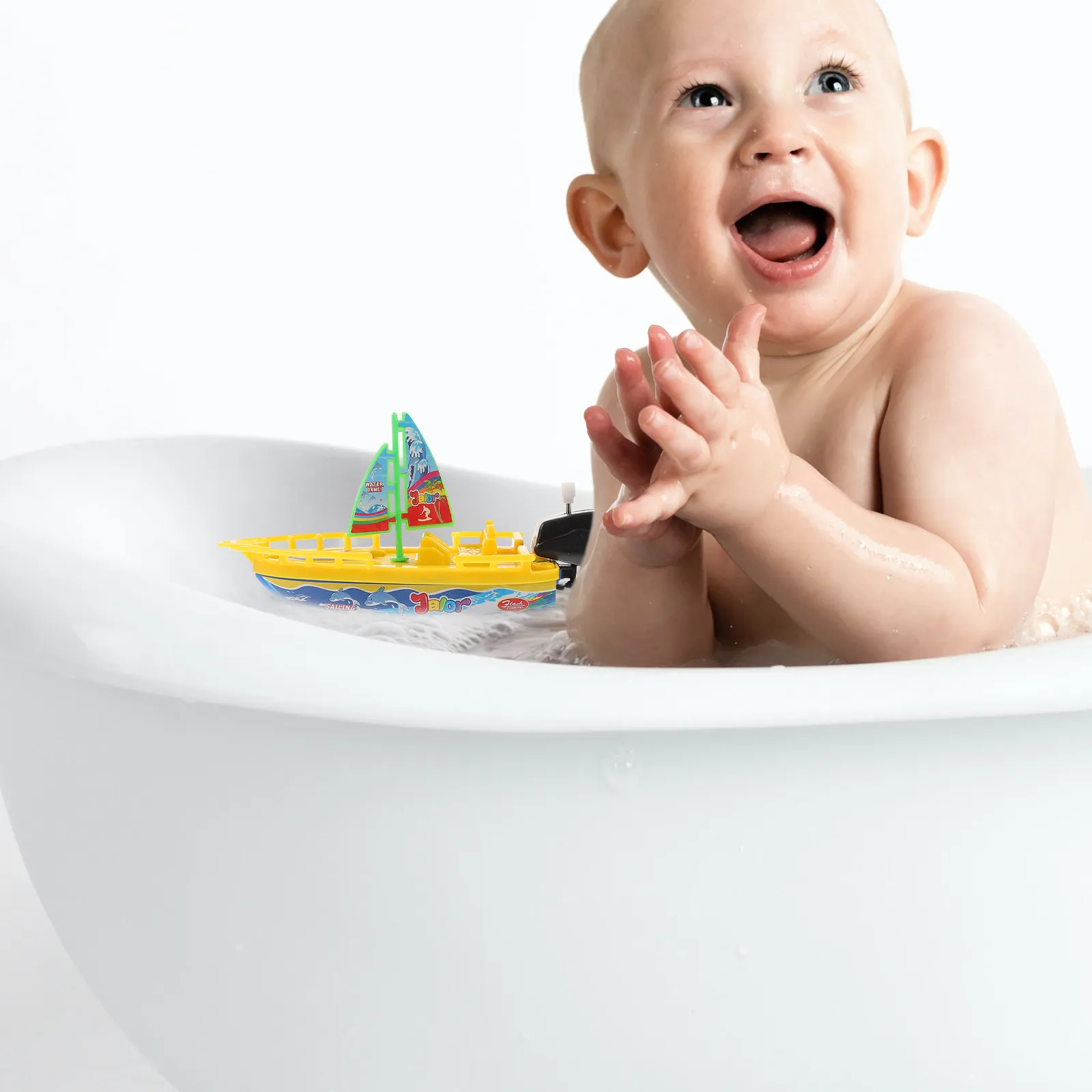 3-teiliges Aufzieh-Segelboot-Badespielset, schwimmendes Dusch- und Poolboot, Wasserspaß für Kleinkinder, Bootsspielzeug, Aufziehspielzeug für die Badewanne