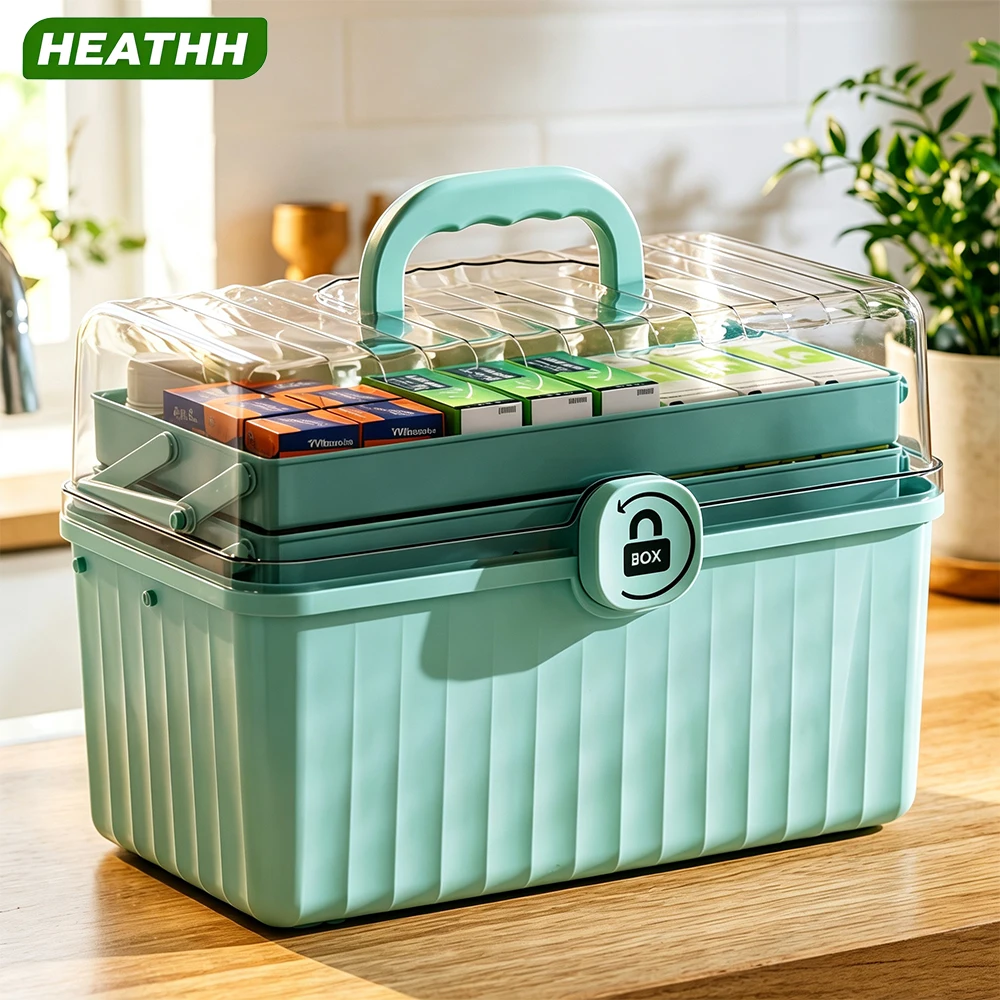 1PCS Art Craft Organizer Storage Box with 3 Layer, Multipurpose Plastic Tool Box with Handle for Sewing, Art Supply, Medicine