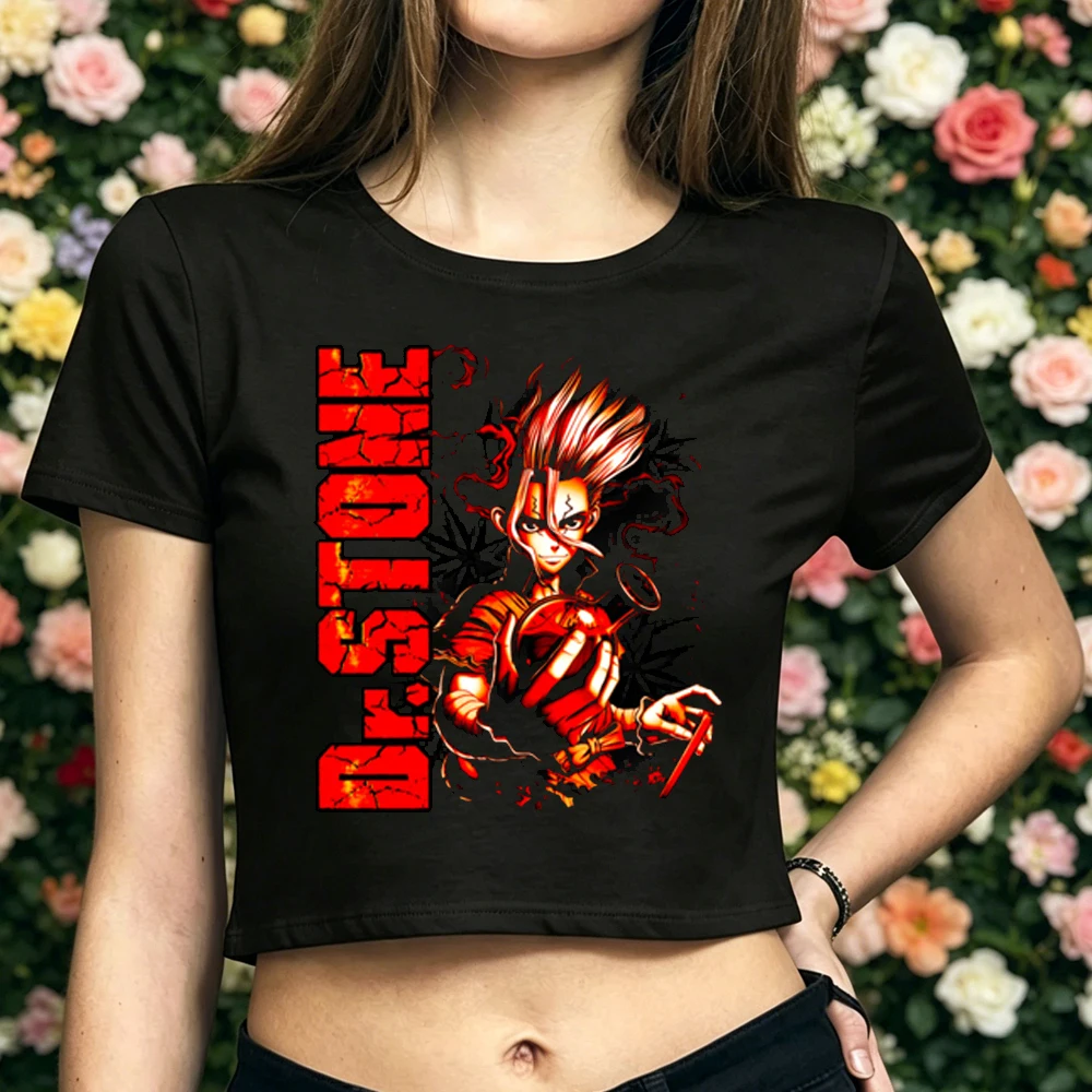 Dr Stone crop top girl cutecore japanese baddie manga t-shirt korean fashion japanese jojifuku cutecore cute