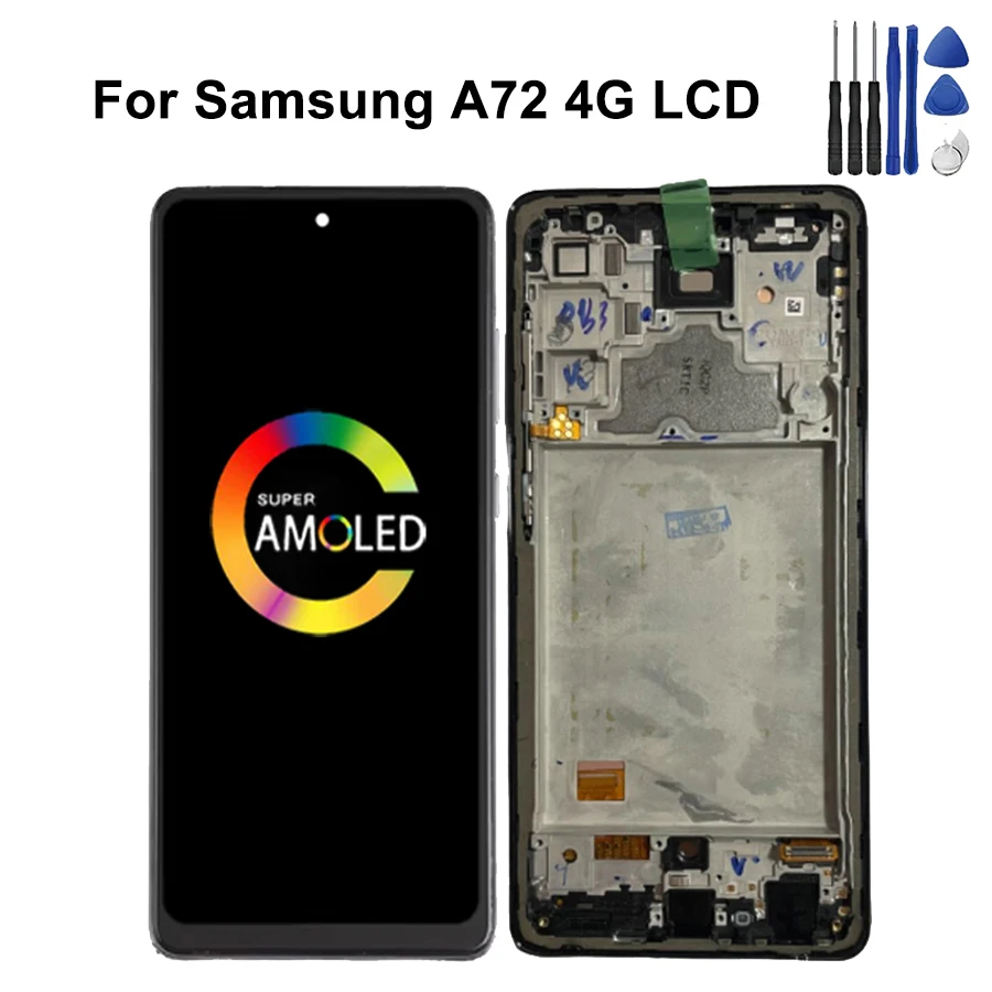 Super AMOLED  For Samsung A72 4G Display A725F A725 A725M A725M/DS LCD Screen With Touch Screen Digitizer Assembly