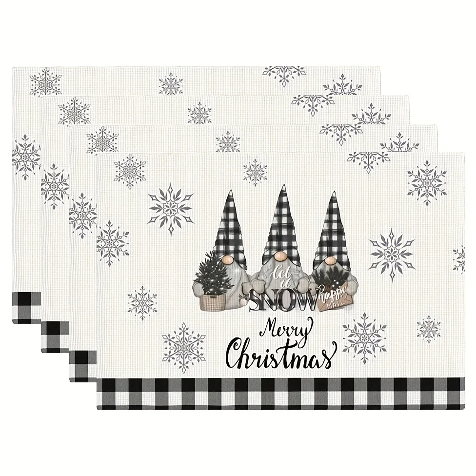 Black Snowman Gingerbread Placemats Table Decor Great Lunches Dining Room Winter Gatherings Family Holiday Suppers Table Gift