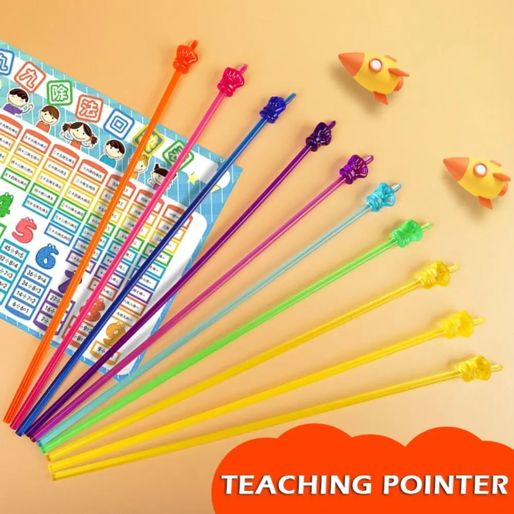 10pcs Durable Macaron/Transparent Teaching Stick Finger Design Handheld Teaching Pointer Reading Sticks School Office