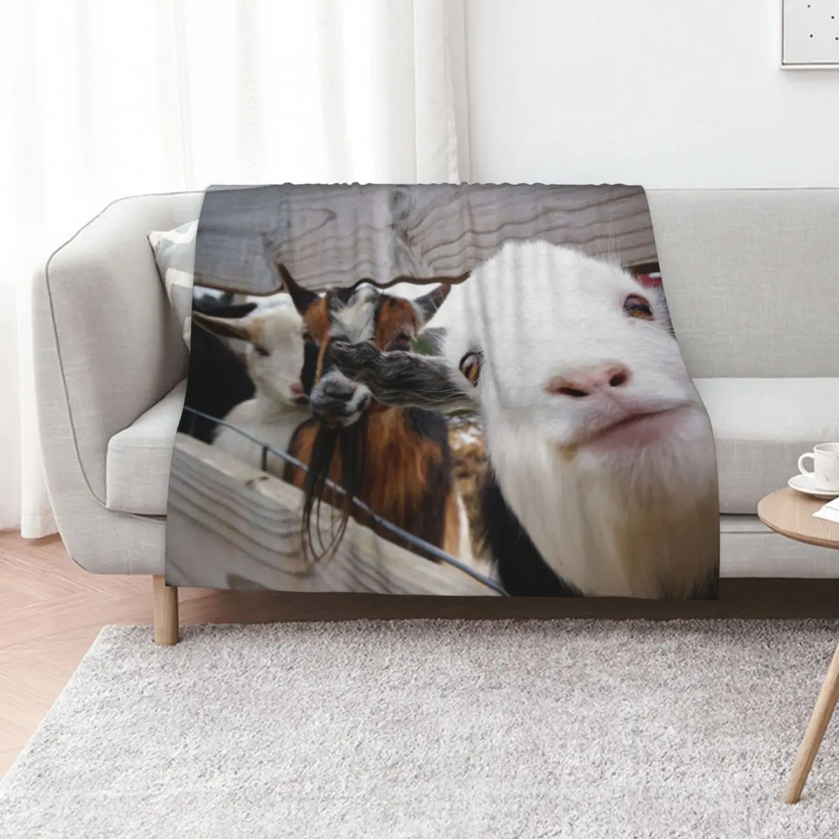 Friendly Goats Throw Blanket Soft Big Decorative Sofa Sofa Sofa Quilt Vintage Thins Blankets