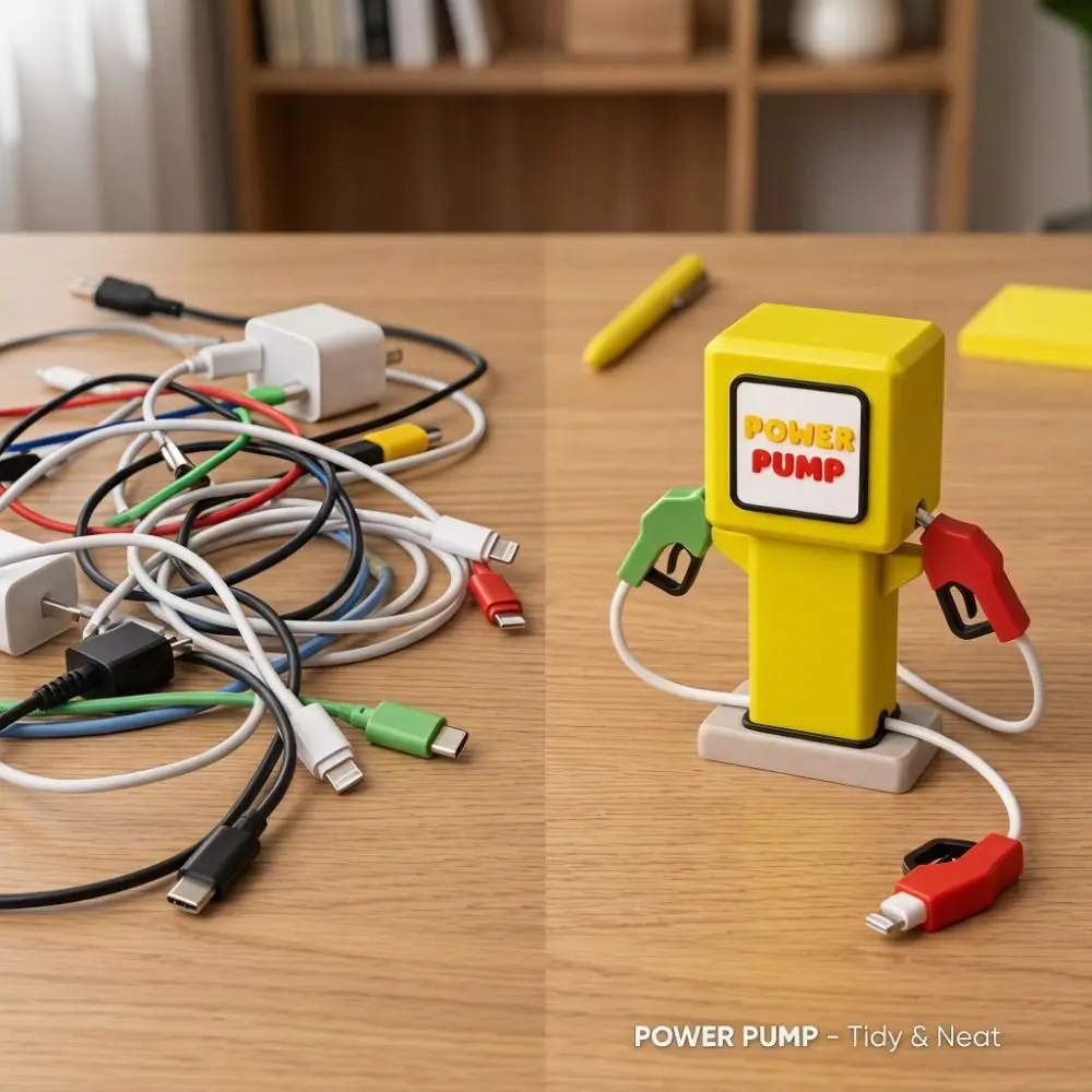 Cord Management Mini Desktop Charging Station Compact Small Cable Storage Case 3D Printed Tangle-Free Organizer Box Office Use