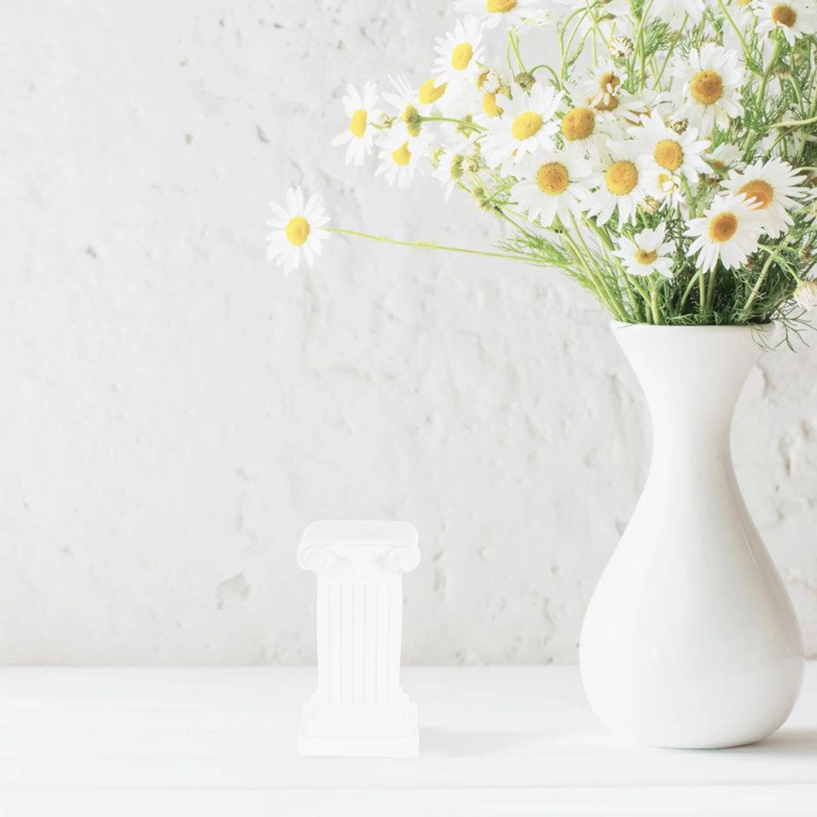 

1pcs Gypsum Roman Column Statue Decorative Candlestick Stand White Plaster Material Home Accessory Greek