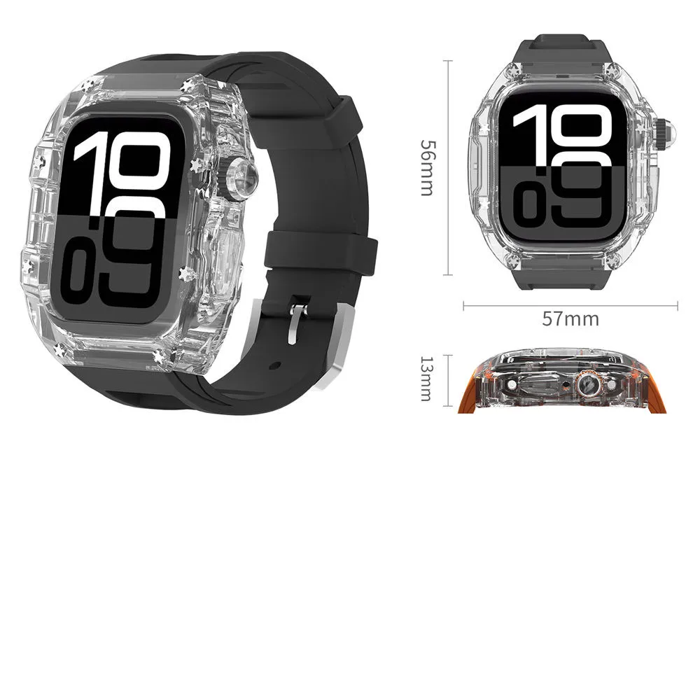 พรีเมี่ยมล้างโพลีคาร์บอเนตกรณี Fluororubber สาย AP Mod Kit สําหรับ Apple Watch Series 10 iWatch 46 มม. 42 มม.