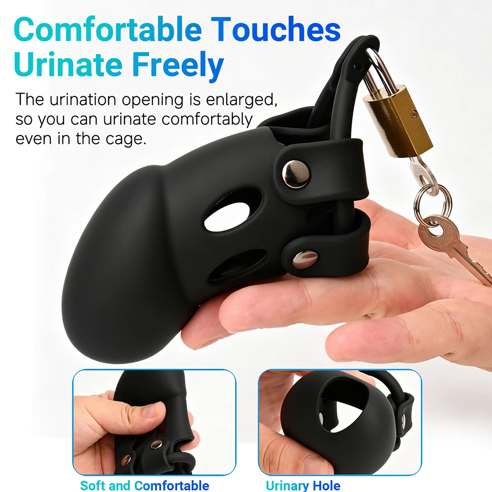 Chastity Cage With Pee-through Vent at the Tip,Ultra Soft Silicone Cock Cages,Sex Toys for Men,BDSM view 2