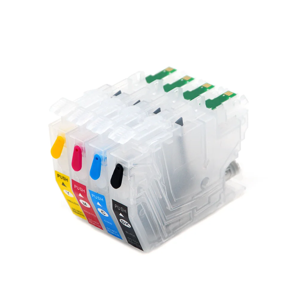 4PC LC411 Refill Ink Cartridge for Brother DCP J526N J914N J926N J1800N MFC J739DN J904N J939DN Printer with Chip