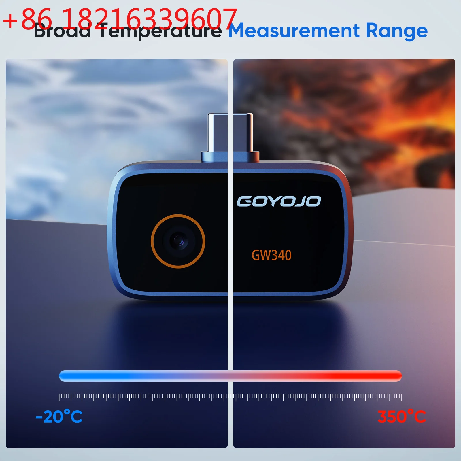 YAO GW340 Thermal Imager for Android Type-C & iOS, 512×384 Super IR, 25Hz, Portable Heat Detector for Pipe Repair / PCB / AC Rep