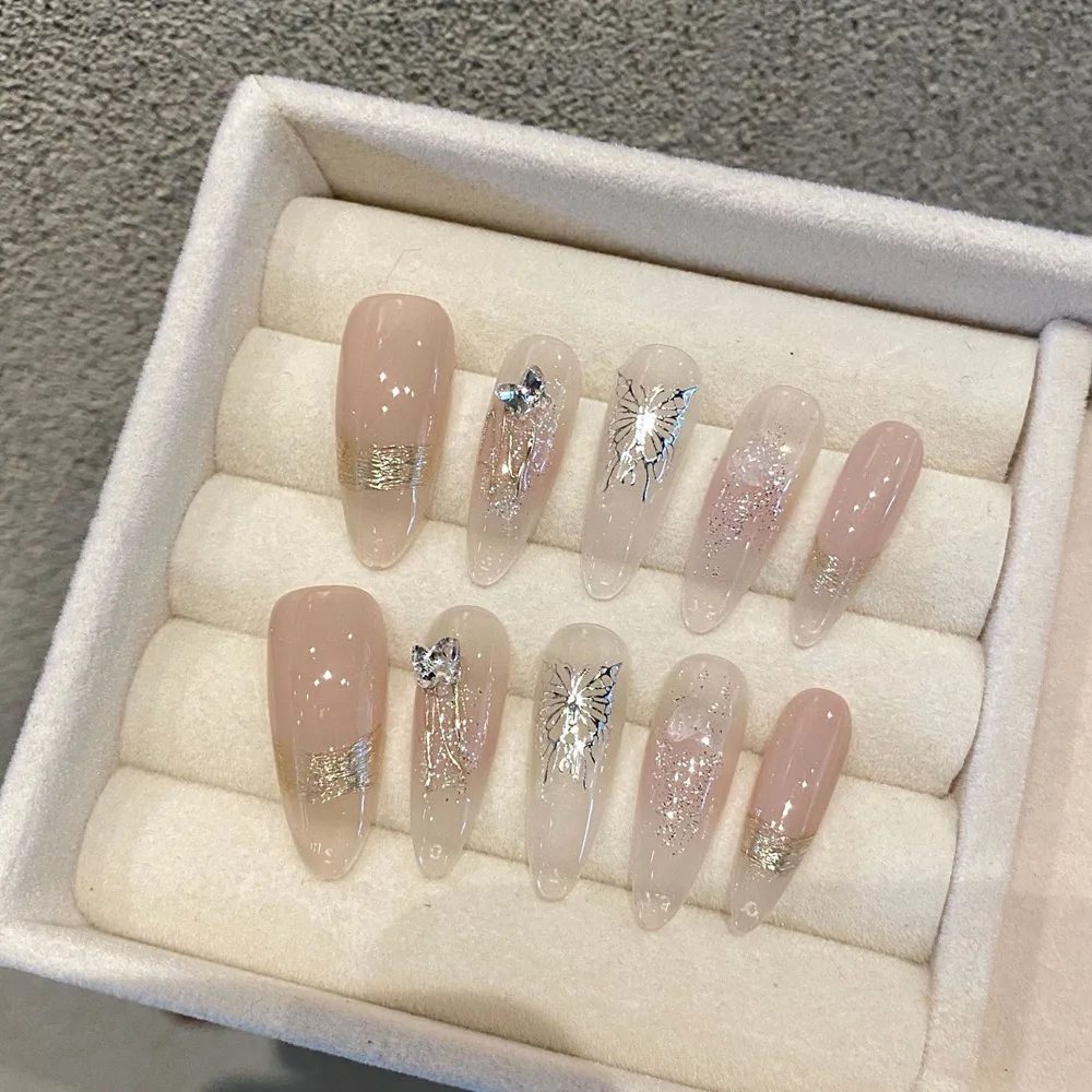 اليدوية اللوز الصحافة على الأظافر بسيطة التدرج قابلة لإعادة الاستخدام الأظافر وهمية الاصطناعي الاكريليك مسمار نصائح الفن مانيكير متجر الحياة الرغبة #5