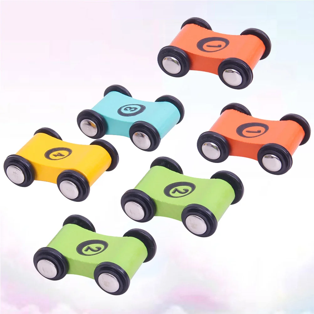 12 قطعة سيارات سباق خشبية ملونة للأطفال هدية تعليمية لوحة تفاعلية لعبة الأطفال السيارات المعرفية متعة الرضع #3