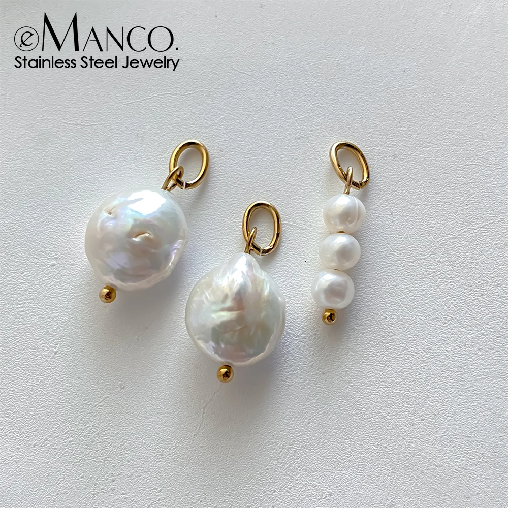 EMANCO Natural Cultured Freshwater Pearl Charms with Stainless Steel Jump Rings for DIY Earrings Necklace Jewelry Making