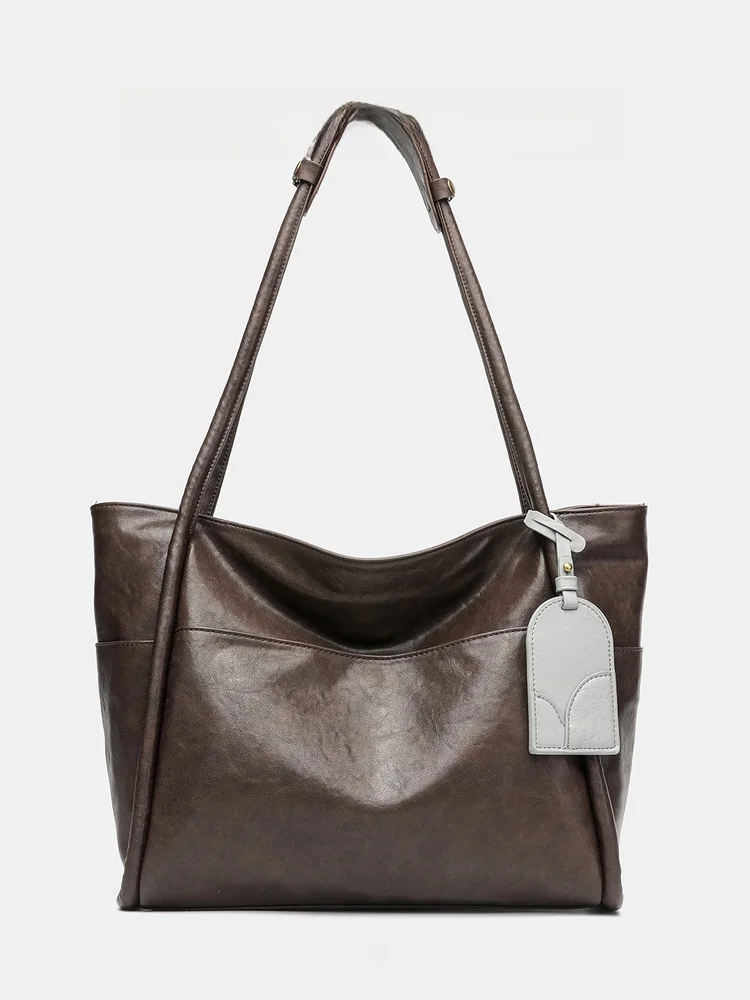 

Большая кожаная сумка-тоут для женщин, новинка 2025 года, высококачественная повседневная сумка Bobo на одно плечо, простая и стильная