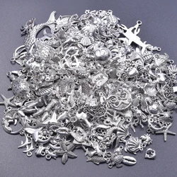 Random Mix Cute Marine Animal Octopus Tortoise Charms For Jewelry Making Supplies Bulk Handmade Fish Tail Starfish Shell Pendant
