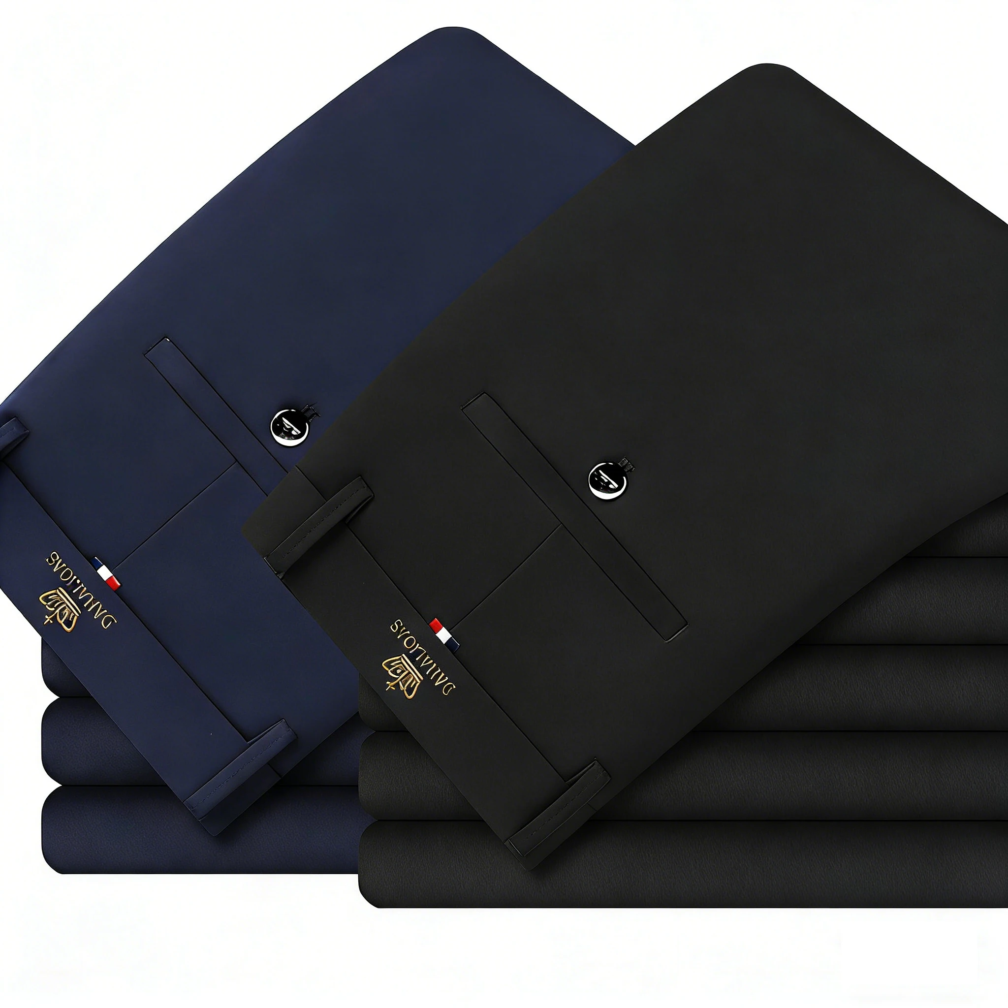 Men's 2-Piece Embroidery Business Casual Pants Set Straight Formal Trousers for Office Autumn Wear Daily Work Outfit