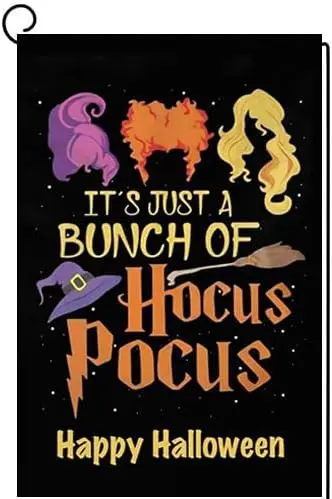 Halloween Garden Flag I Smell Children Sisters Hocus Pocus Decor 12x18 Inch Double Sided For Outside, Halloween Witch Fall Funny