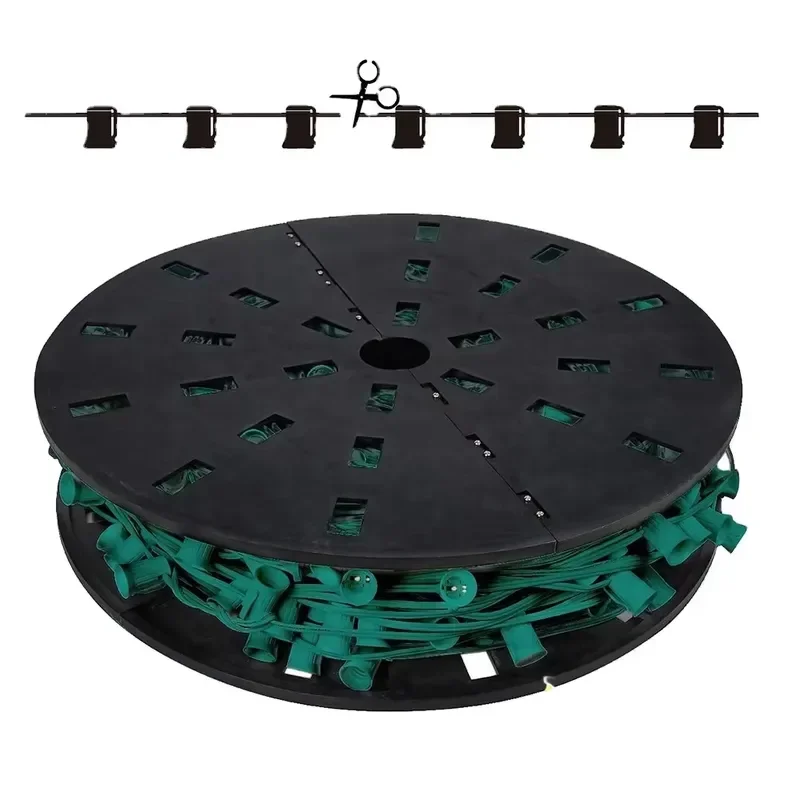Outdoor C7 4in SPT-1 1000ft 3000 Socket Spool E12 Base Christmas Lights IP44 Rated 3500K Warm White Easy