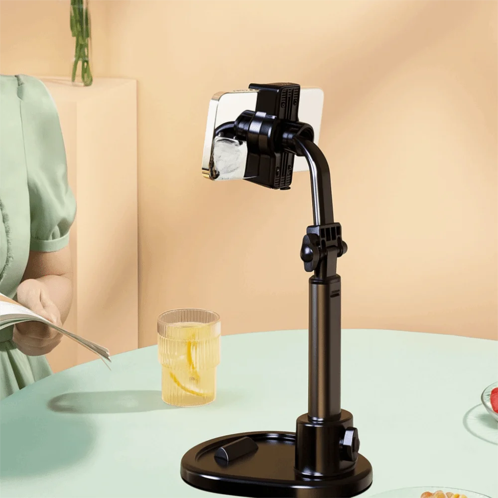 

Universal Desktop Phone Holder Dual Card Slot Telescopic Phone Stand Portable Stable Base Live Broadcast Bracket Household