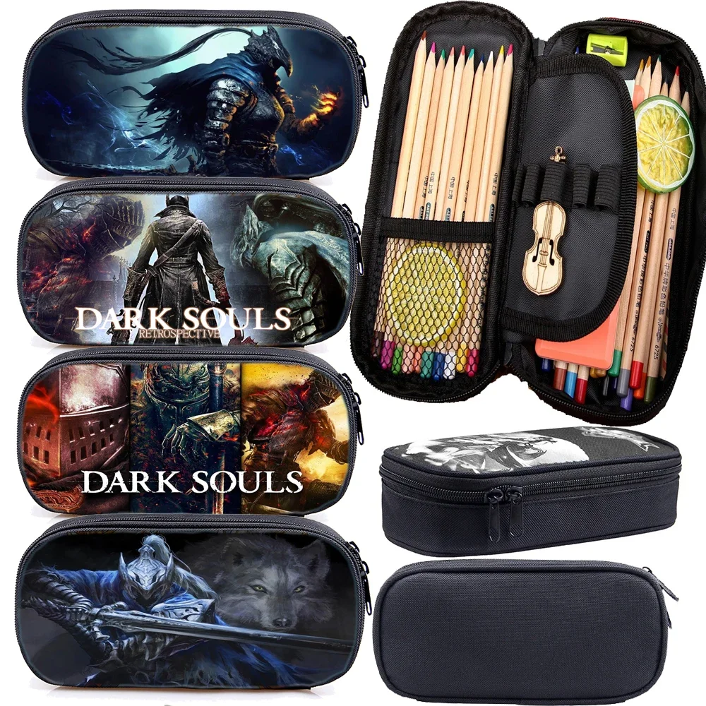 Dark Souls Pencil Case Back To School Gift Wallet Purse Stationery Box Artorias Zipper Pen Bag Game Cartoon Kids Gift