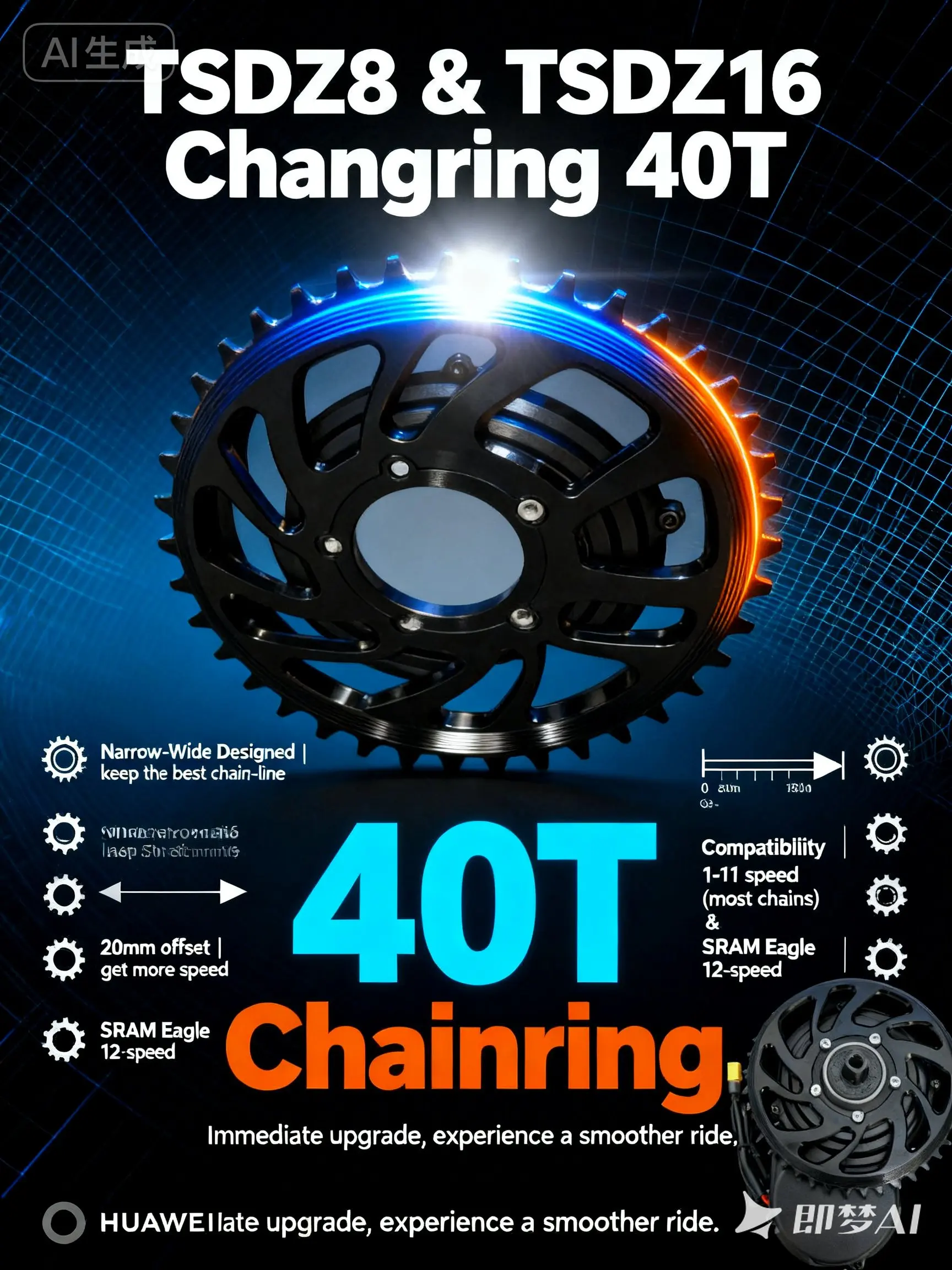 

For TSDZ8 & TSDZ16 Mid Drive Motor Chainring 40T Narrow-Wide Designed Suitable For 12-Speeds Chains