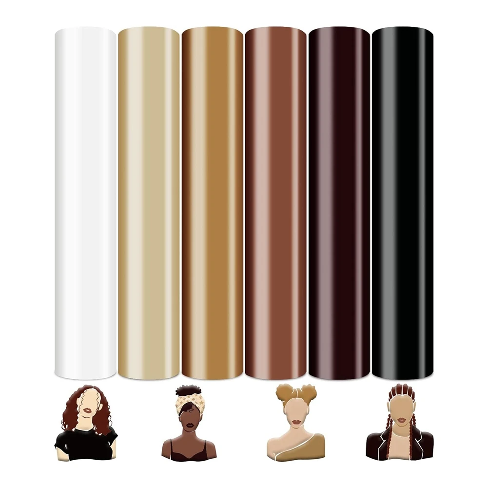 ABZT Skin Tone 3D Puff Vinyl Heat Transfer Cream Beige Brown Iron for DIY Fabric T-Shirts , 10 X 12inch, 6 Sheets