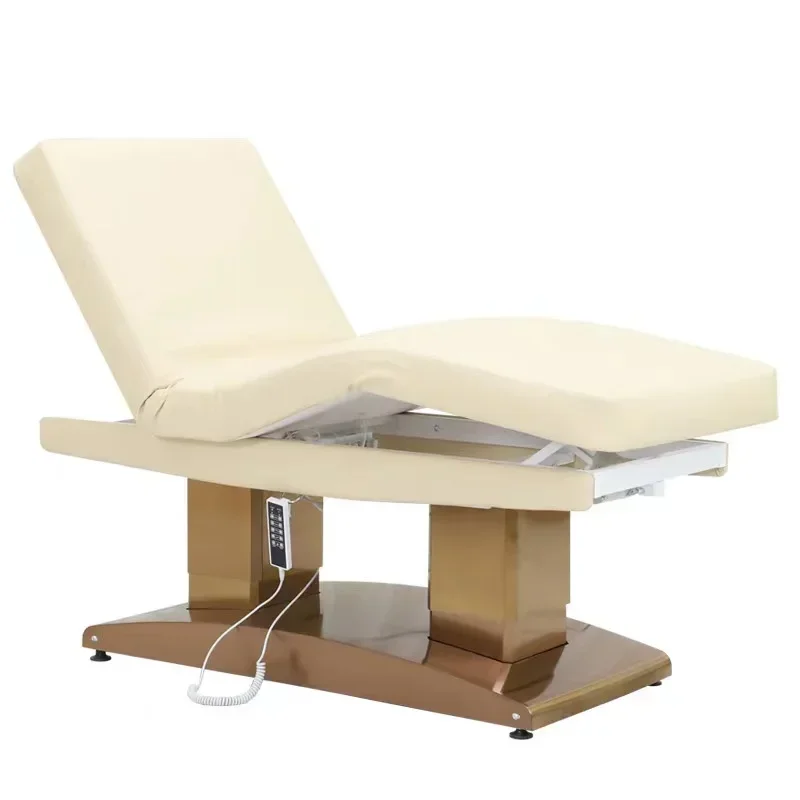 

Golden Metal Base Double Column 4 Motor Beauty Massage Bed Can Be Customized Color LOGO For Beauty Salon