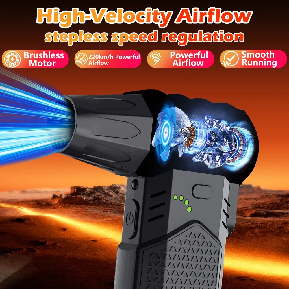 أداة التنظيف منفاخ مروحة عنيفة بدون فرش سيارة محمولة تهب ضربة الثلج والشفط 2 في 1 مروحة كهربائية نفاثة توربو #5