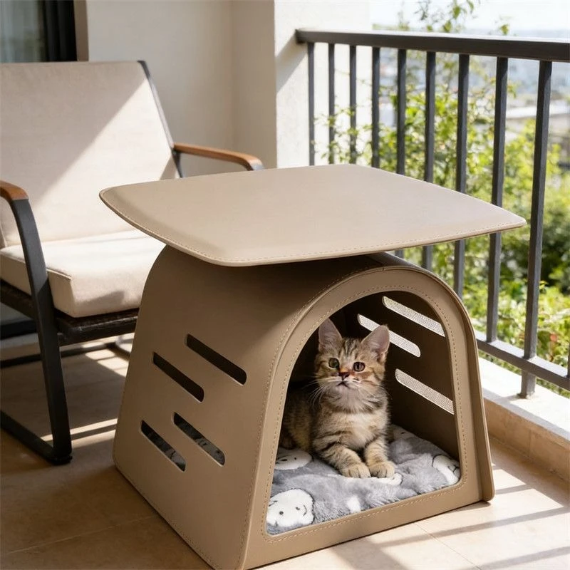 Pet bedside table, saddle leather cat nest, Italian minimalist living room household coffee table
