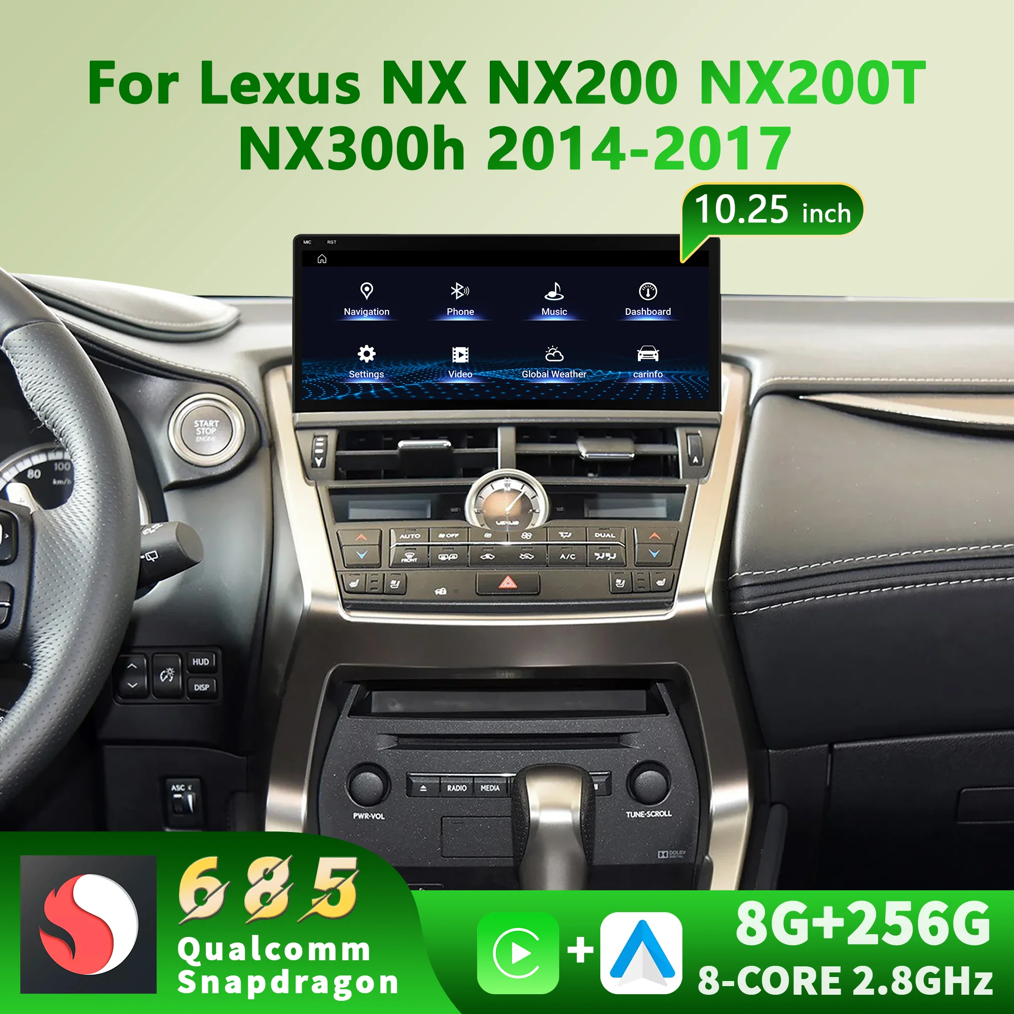 12.3 inch For Lexus RX RX270 RX350 RX450 2020 2021 GPS Navi Car Radio Multimedia Snapdragon 685 Android 14 Carplay Touch Screen