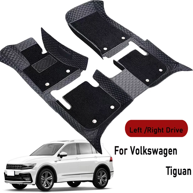 Alfombrillas para coche Volkswagen Tiguan 2009 2010 2011 2012-2019, alfombrillas personalizadas para automóvil, cubierta de alfombra para automóvil, accesorios interiores