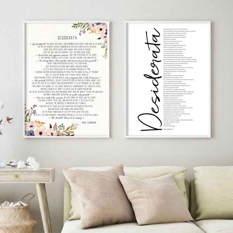 1pc Desiderata Prints Max Ehrmann Poem Art Canvas Painting Inspirational Words Literature Wall Art Picture Poster Home Decor