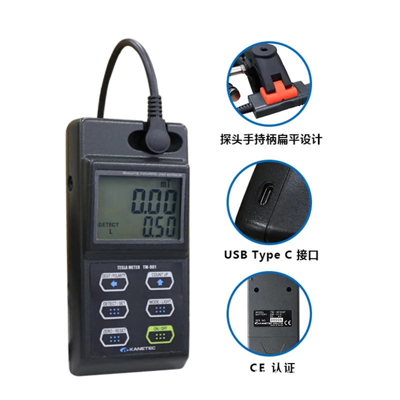 Japan 'S Krachtige Kanetec Gauss Meter TM-901EXP Meetinstrument Magnetische Flux Dichtheid Meter