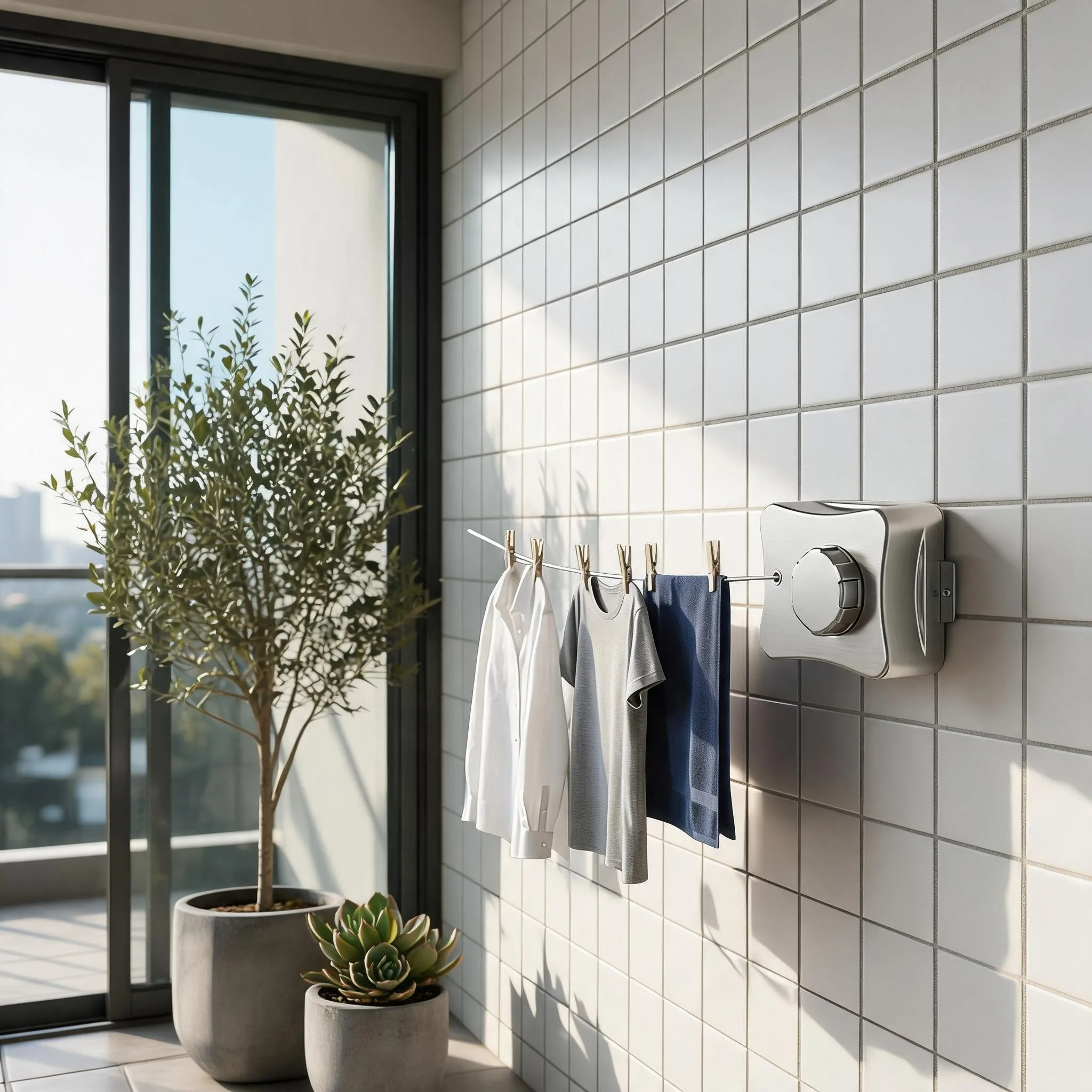 Stainless Steel Retractable Wall‑Mounted Clothesline, Space‑Saving Hanging Drying Rack For Balcony And Bathroom Daily Laundry