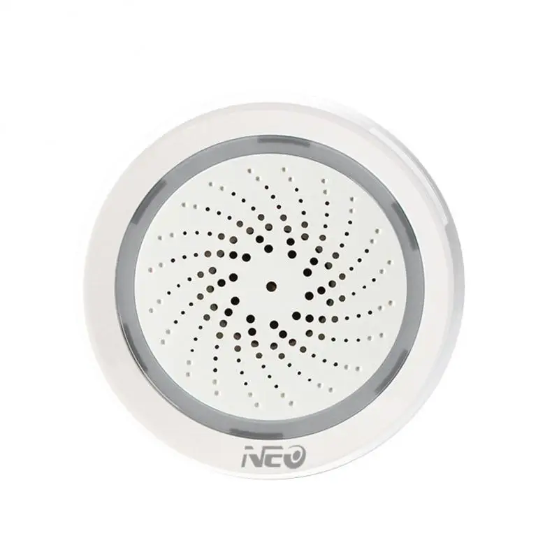 Alarma de sirena WiFi Tuya Smart Life, altavoz fuerte de 100dB, 18 tonos de llamada con alerta de luz estroboscópica para sistema de seguridad del