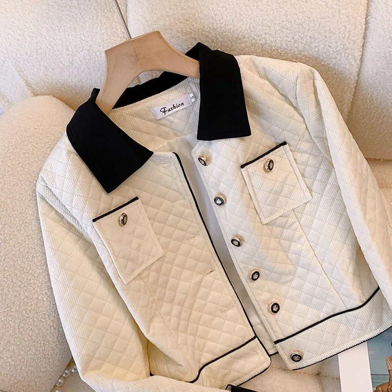 Lapel Short Suit Jacket Thin Cotton Autumn 2022 New Women\'s Slim Ivory White Casual Blazers