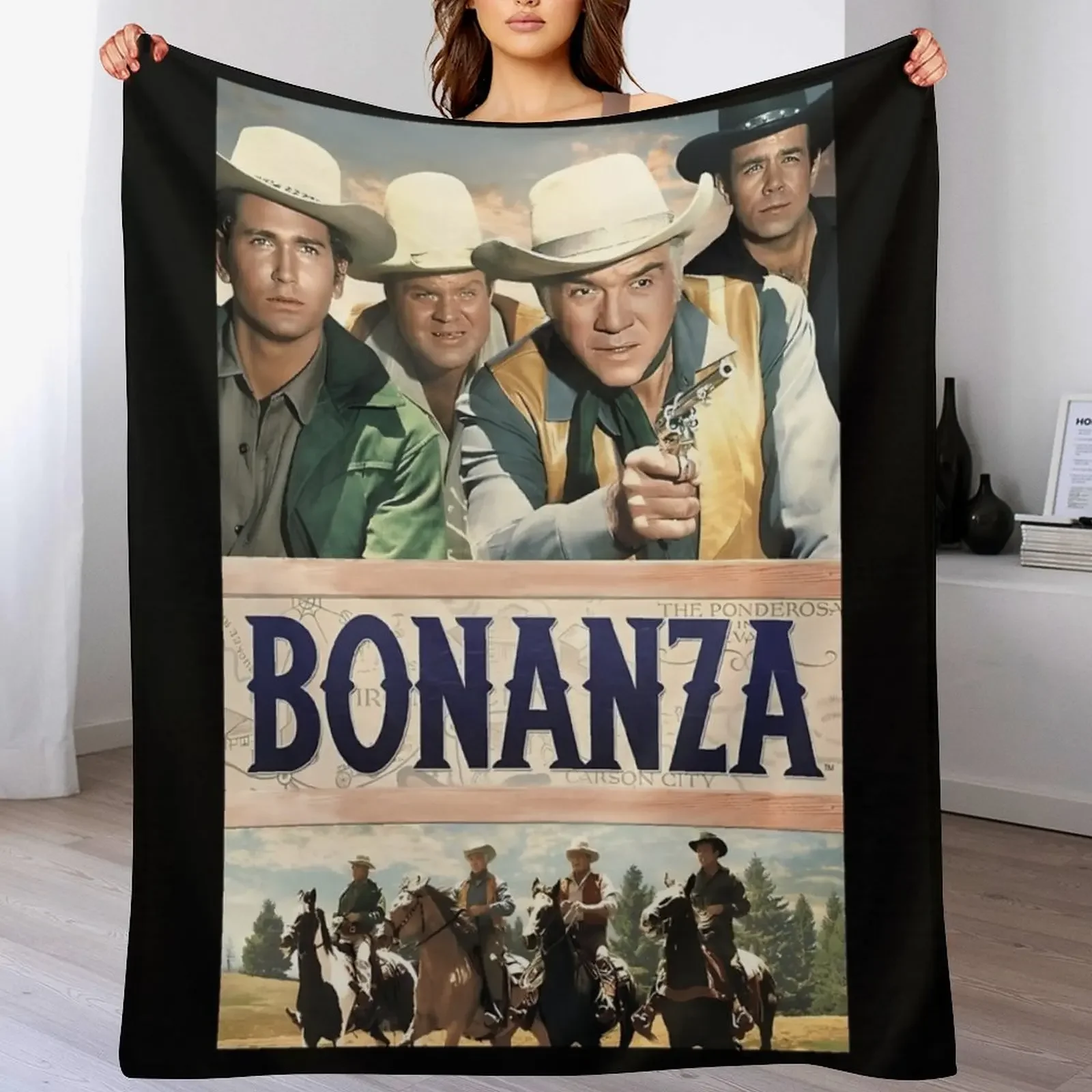 

Bonanza Throw Blanket Soft Big Flannel Fabric Soft Plush Plaid Luxury Designer Blankets