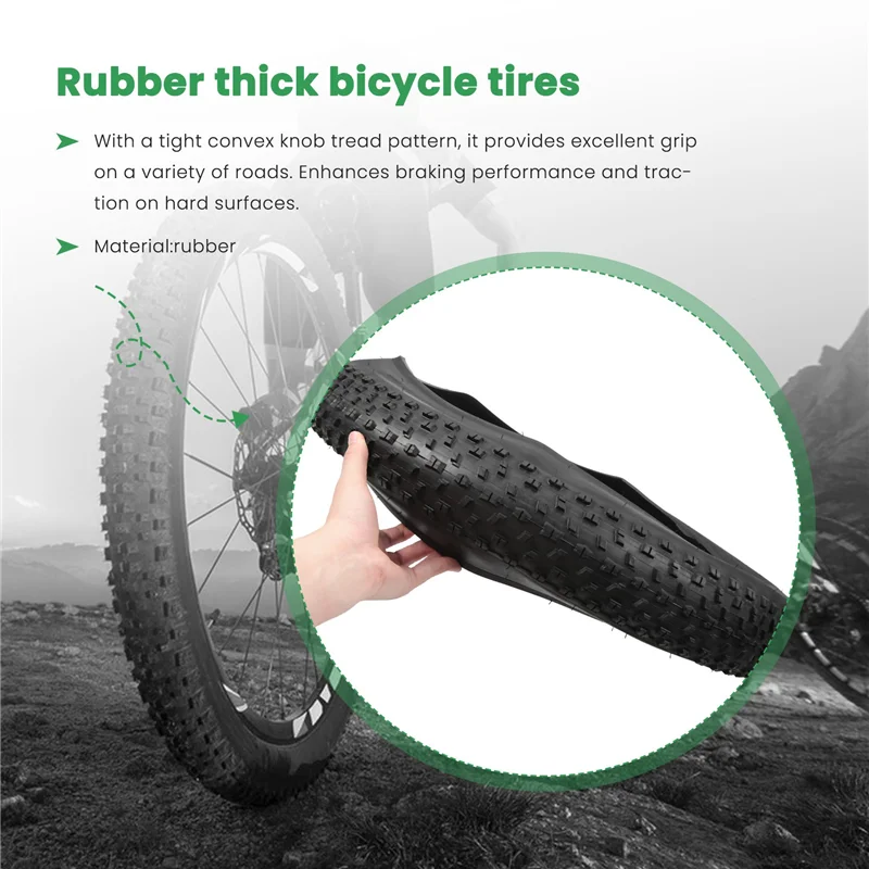 

AED2-Bike Tire, Bike Tires Folding Replacement Electric Bicycle Tires Compatible Wide Mountain Snow Bike