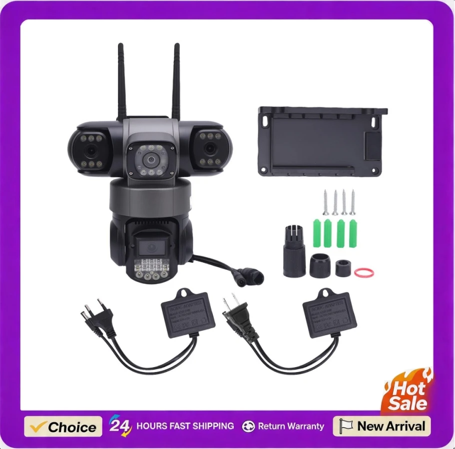 2.4GHz WiFi Security Camera ABS Triple Lens Security Camera 2MP Motion Detection Cloud Storage Support Up To 128G for V380 Pro
