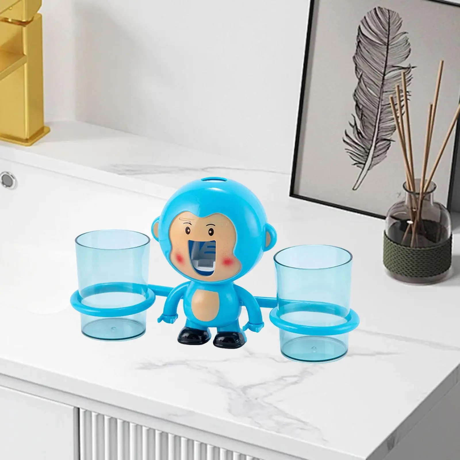 Monkey Toothbrush Holder Easy Assembly Versatile Toothbrush Organiser Animal Tooth Cup Holder for Toilet Home Use Children