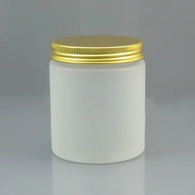 Food grade round mouth frosted cream plastic jar with aluminum lids cosmetic packaging Plastic Containers with Silver Metal Lids