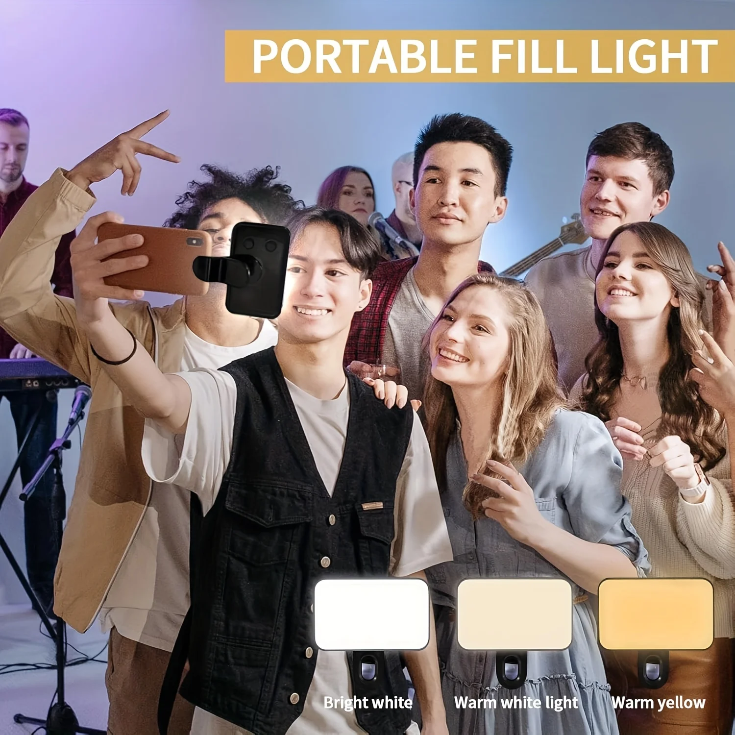 Clip-On Mobile Phone Fill Light for mobile phone Available in Cold Neutral And Warm Lighting Options for Enhanced Photography Ph