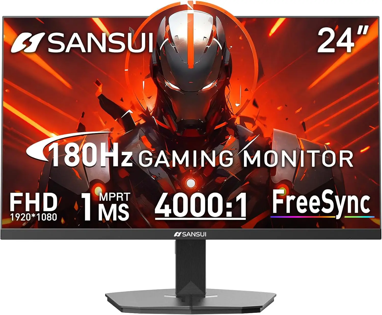 

24-дюймовый игровой монитор 180 Гц, FHD 1080P, 1 мс, HDMI, DP, поддержка VESA для игр и офиса (кабель в комплекте)