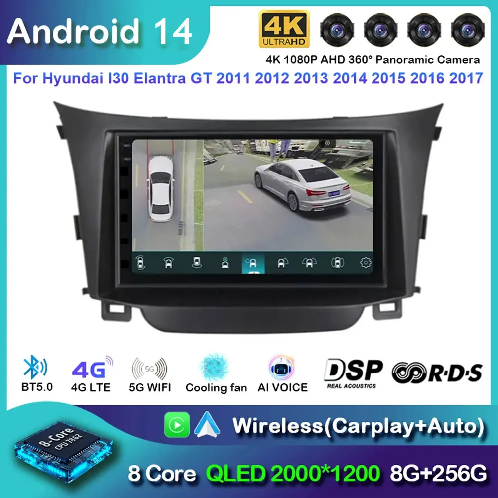 

Автомобильный радиоприемник Carplay Android 13 для Hyundai I30 Elantra GT 2011-2017, навигация, мультимедийный плеер с GPS, стерео, Wi-Fi + 4G Φ DSP