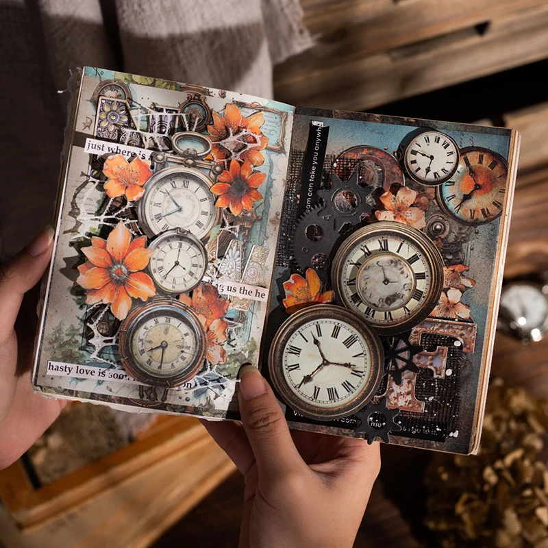 30 Sheets Vintage Mechanical clock Background paper Scrapbooking Supplies Materials Art Collage Decorativ Aesthetics Stationery