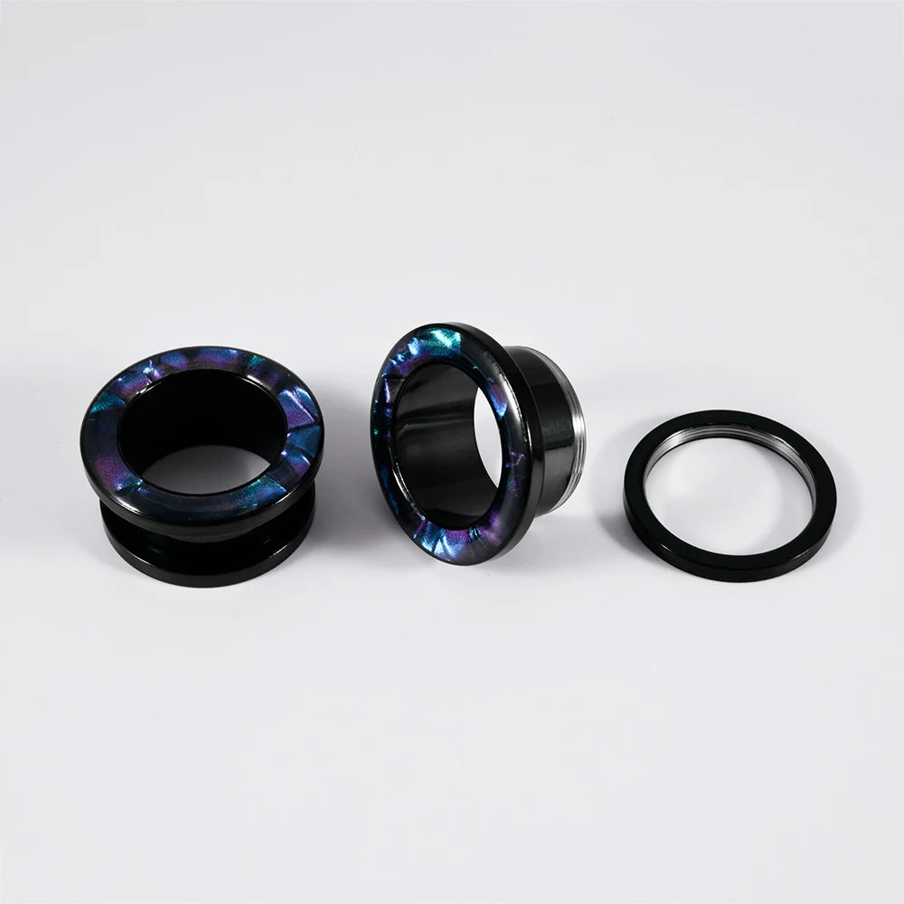 1Pair Surgical Steel Ear Plug Black Plated Screw Fit Ear Flesh Tunnel Mix Cyan Blue Purple Expander Body Piercing Jewelry 6-25mm