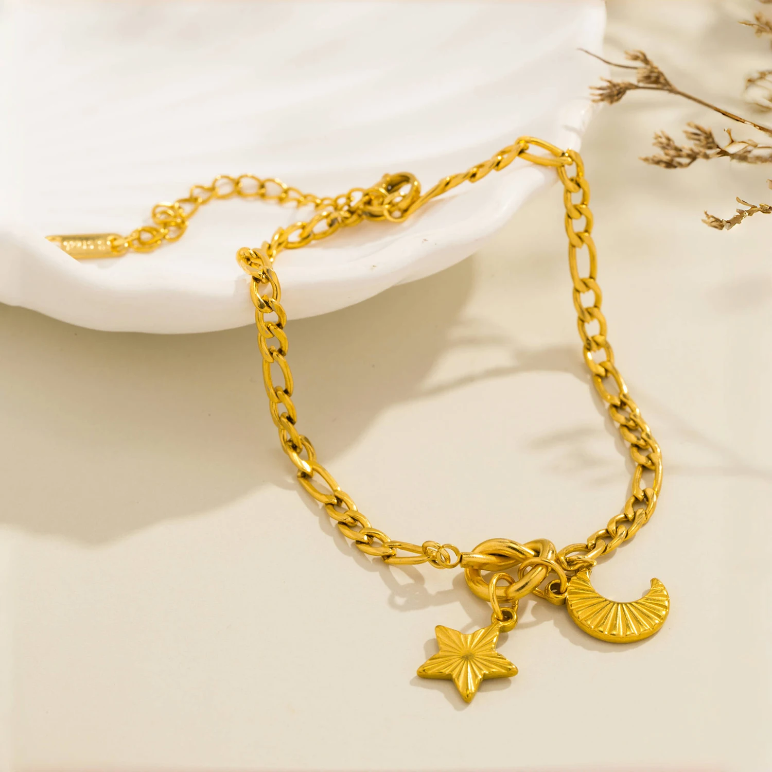 UHBINYCA Stainless Steel Star Moon Charm Bracelet for Women, Rust Proof Hypoallergenic High-quality Daily Accessory Jewelry