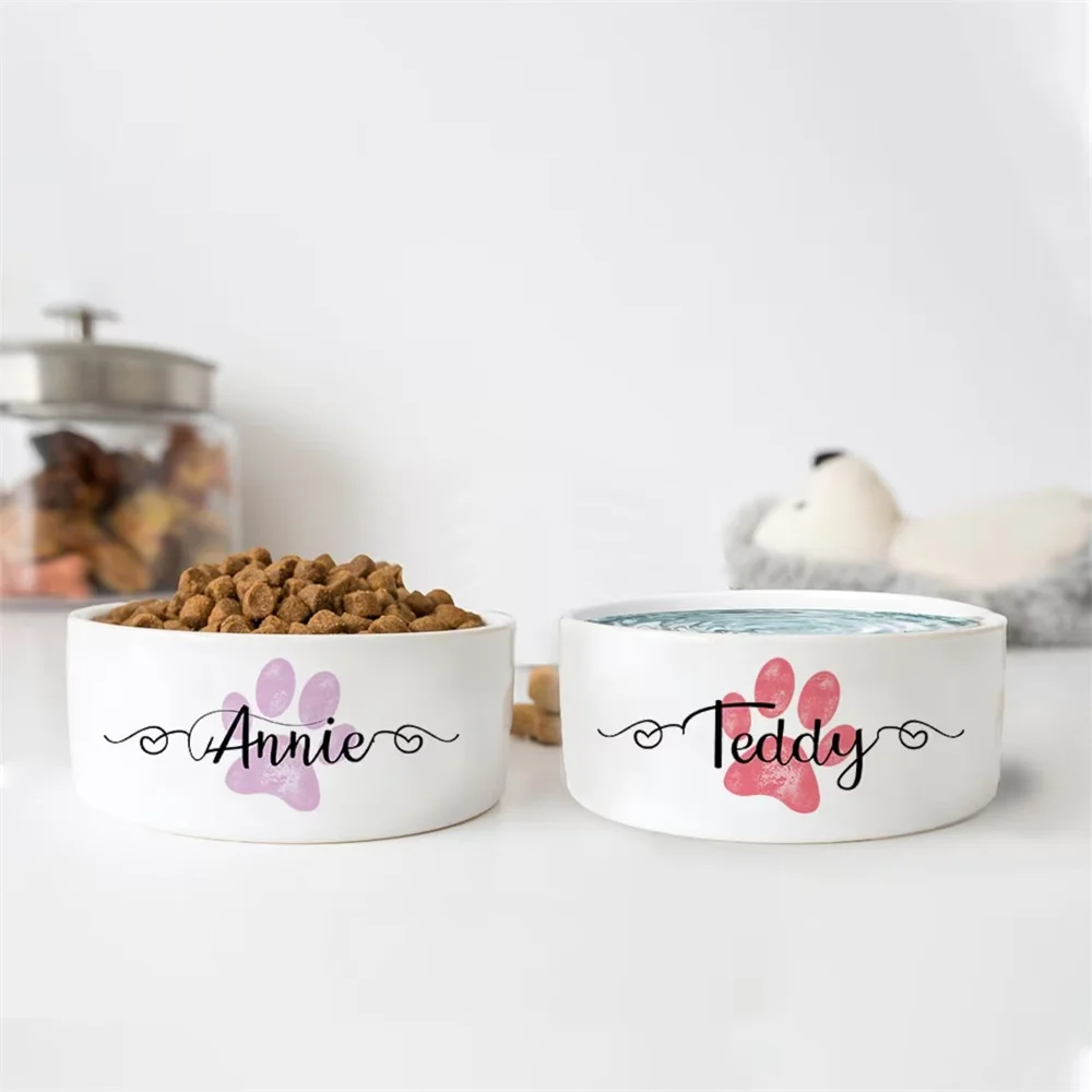 Personalized Dog Food Bowl, Custom Pet Bowl, Dog Gift, Ceramic Pet Bowl, Custom Cat and Dog Food Bowl